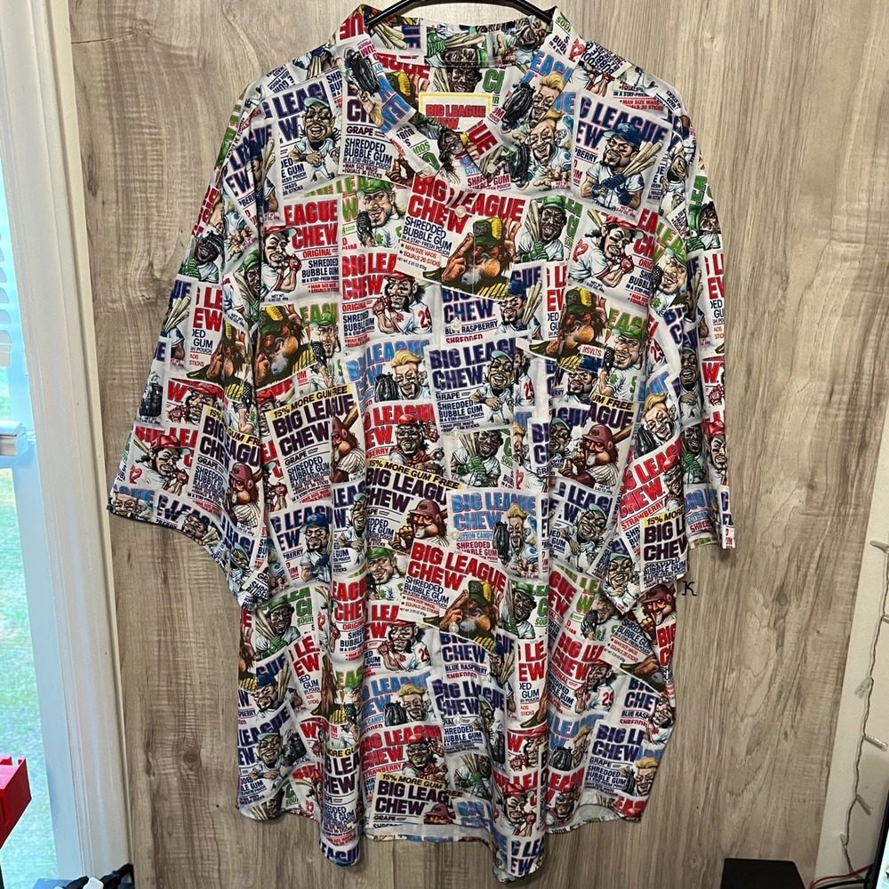 RSVLTS Big League Chew Button Shirt Mens 4XL Short Sleeve Baseball Multicolor